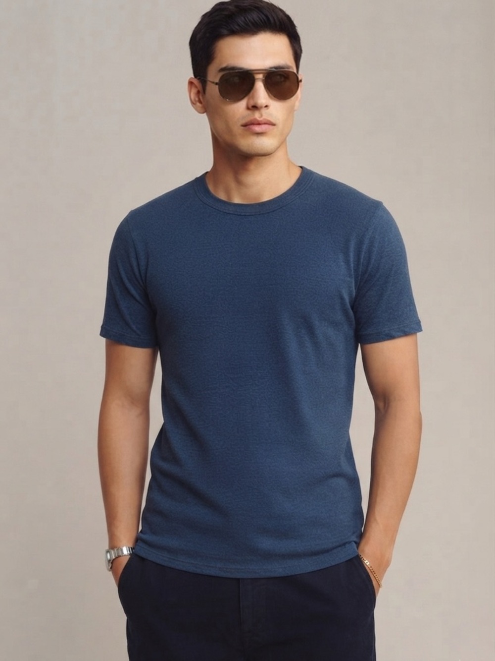 Jungmaven Men's Original Crew Tee in Deep Blue